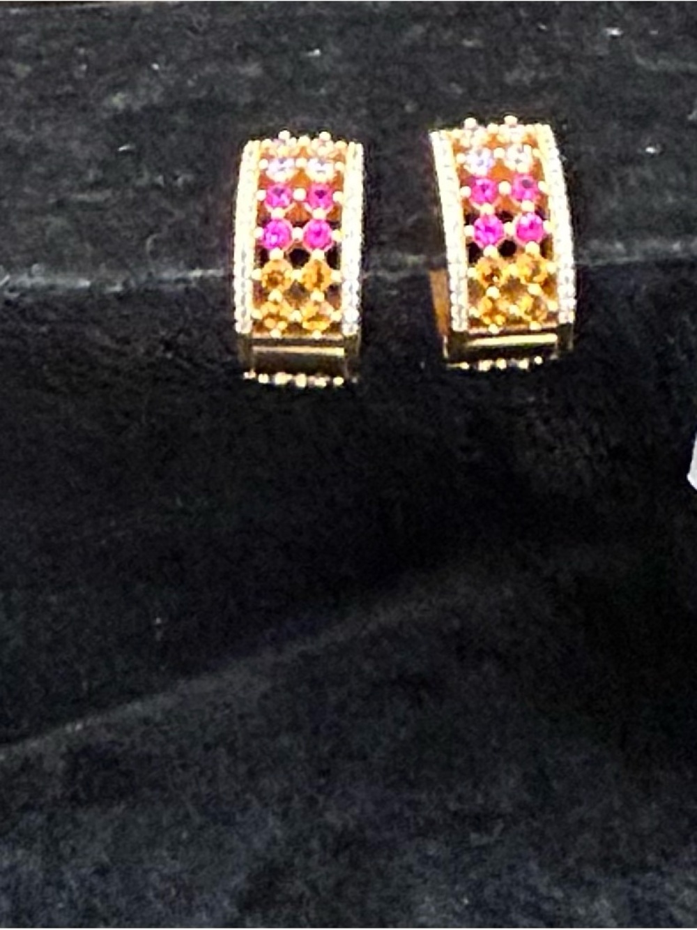 Kurt Geiger Gold-Tone Hoop Earrings with Pink and Yellow Stones